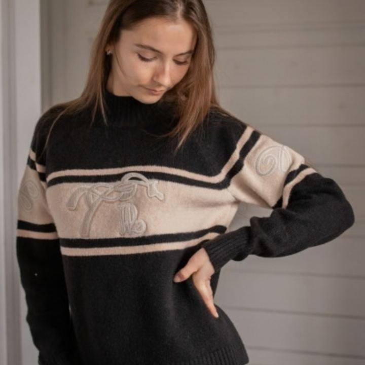 Pull PL-Noris Noir & Camel – Pénélope