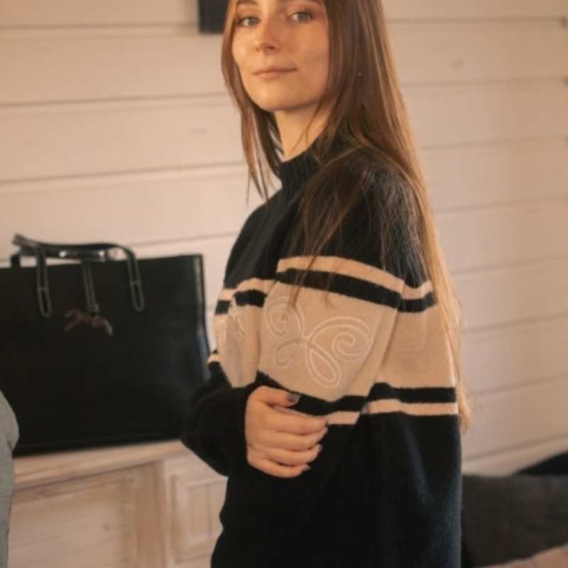 Pull PL-Noris Noir & Camel – Pénélope
