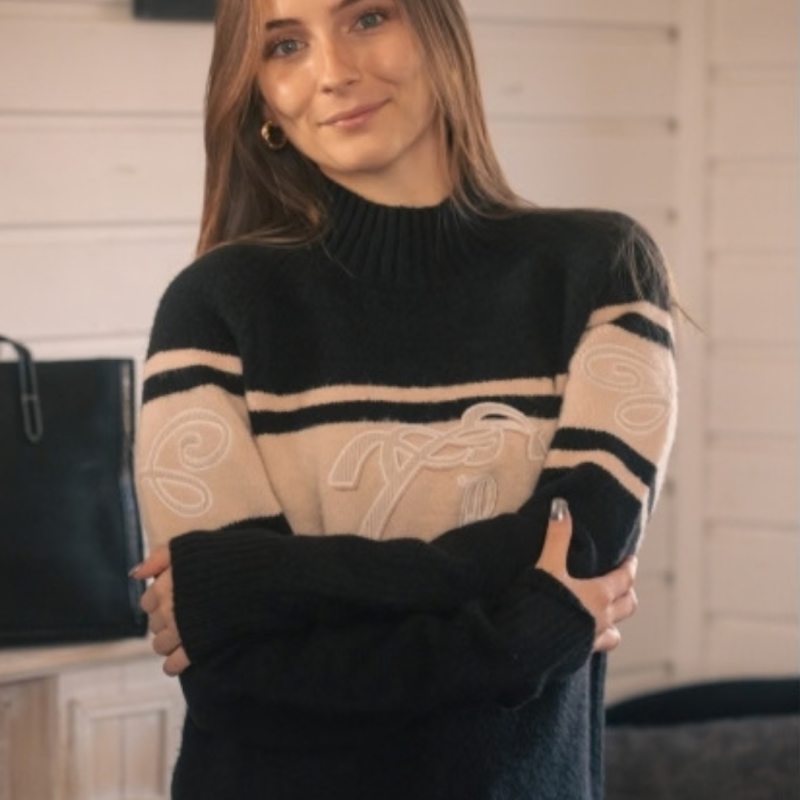 Pull PL-Noris Noir & Camel – Pénélope