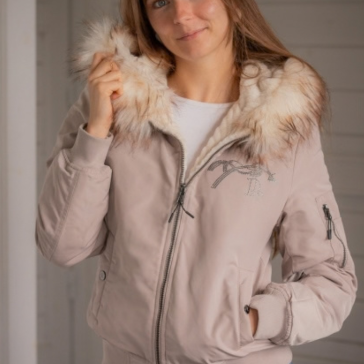 Bombers PL-Lyon Réversible Taupe & Off-White – Blouson femme