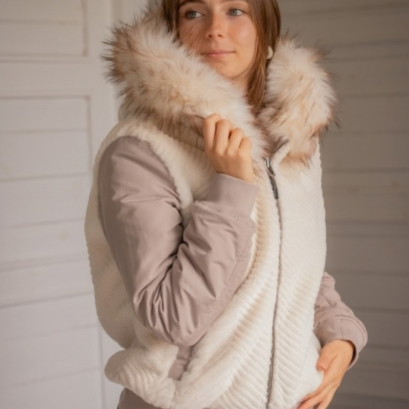 Bombers PL-Lyon Réversible Taupe & Off-White – Blouson femme
