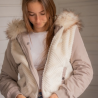 Bombers PL-Lyon Réversible Taupe & Off-White – Blouson femme