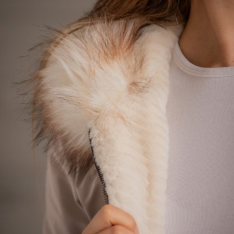 Bombers PL-Lyon Réversible Taupe & Off-White – Blouson femme