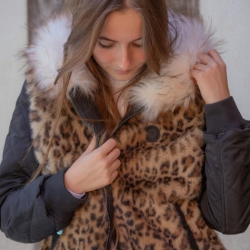 Bomber femme réversible noir et léopard - Pénélope