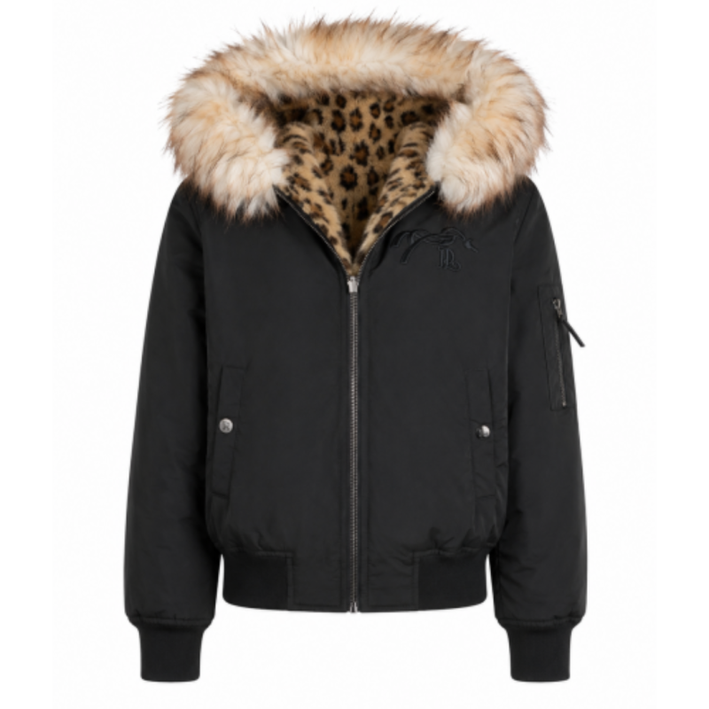 Bomber femme réversible noir et léopard - Pénélope