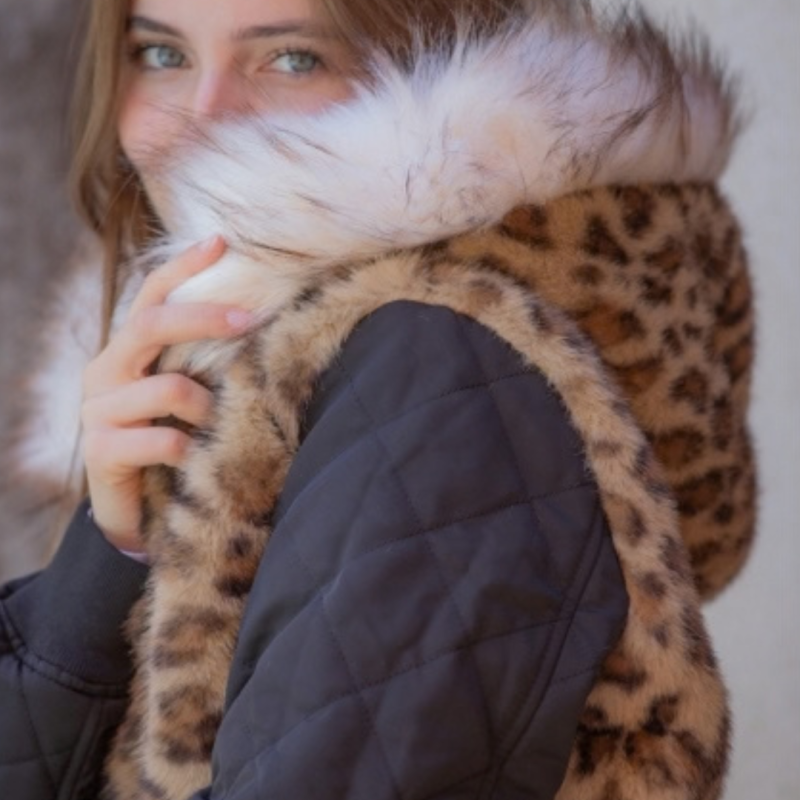 Bomber femme réversible noir et léopard - Pénélope